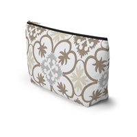 Portugal Tile Accessory Pouch w T-bottom in Brown